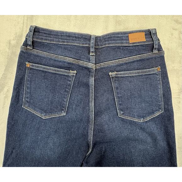 Judy Blue Women’s Cropped Straight Jeans Size 9/29 Cut Ankle Raw Hem Blue Denim - Picture 7 of 11